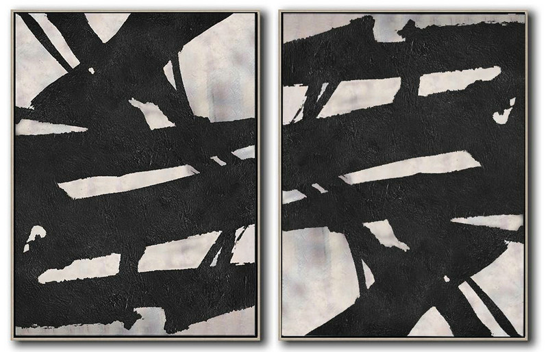 Extra Large Painting,Set Of 2 Minimal Painting On Canvas - Large Canvas Art